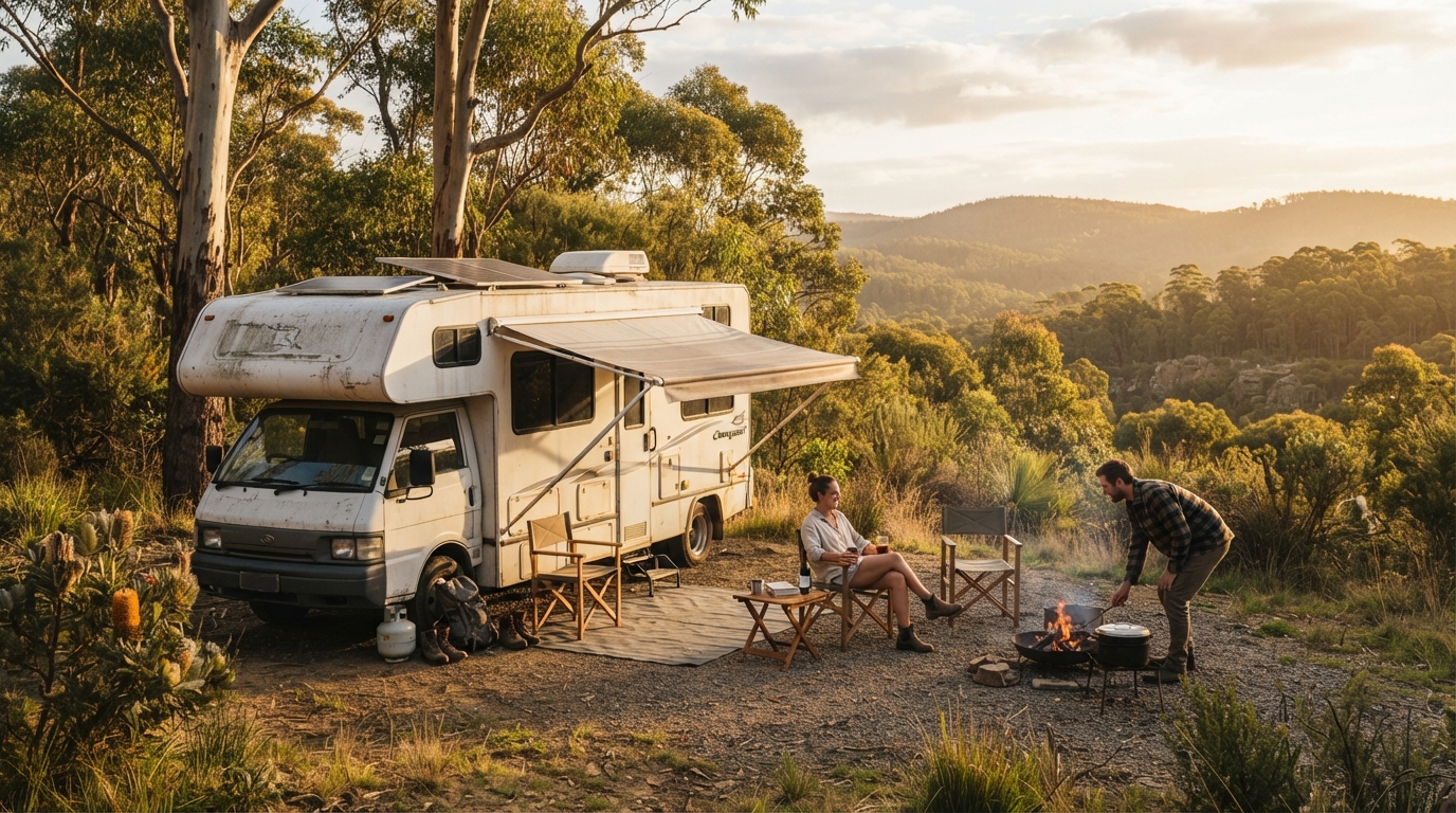 Adelaide to Perth - Southern Shores Explorer — campground with a motorhome