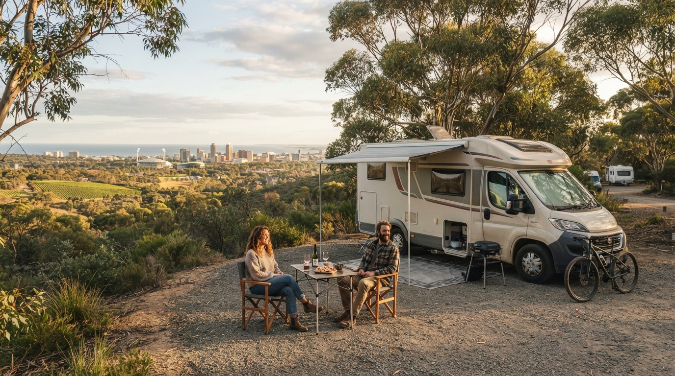 Adelaide to Sydney - The Heritage and Horizons Tour — campground with a motorhome
