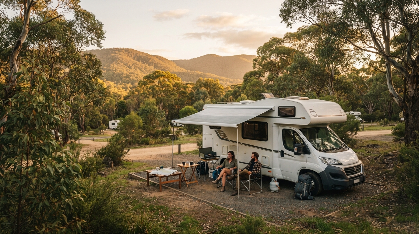 Adelaide Roundtrip - To Yorke Peninsula — campground with a motorhome