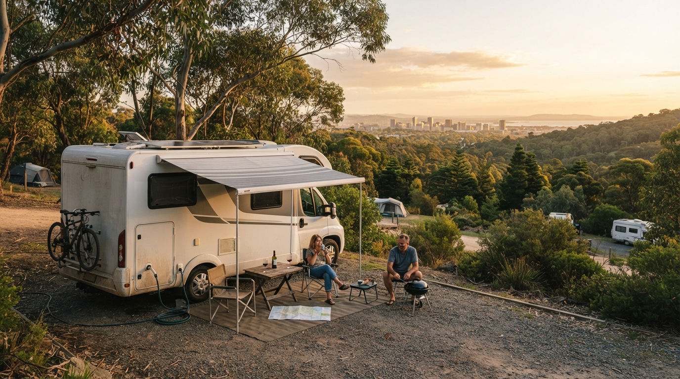 Adelaide to Sydney - The Heritage and Horizons Tour — campground with a motorhome