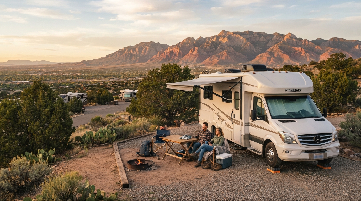 Albuquerque to Denver - Las Vegas and the Grand Canyon — campground with a motorhome