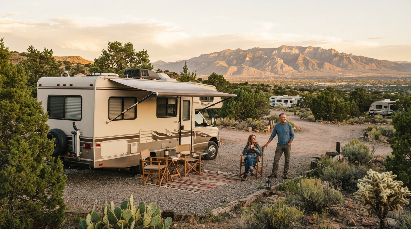 Albuquerque to New York — campground with a motorhome