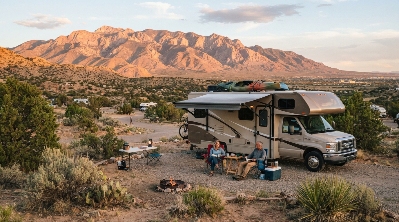 Albuquerque to San Francisco - Via Road No. 1 — campground with a motorhome