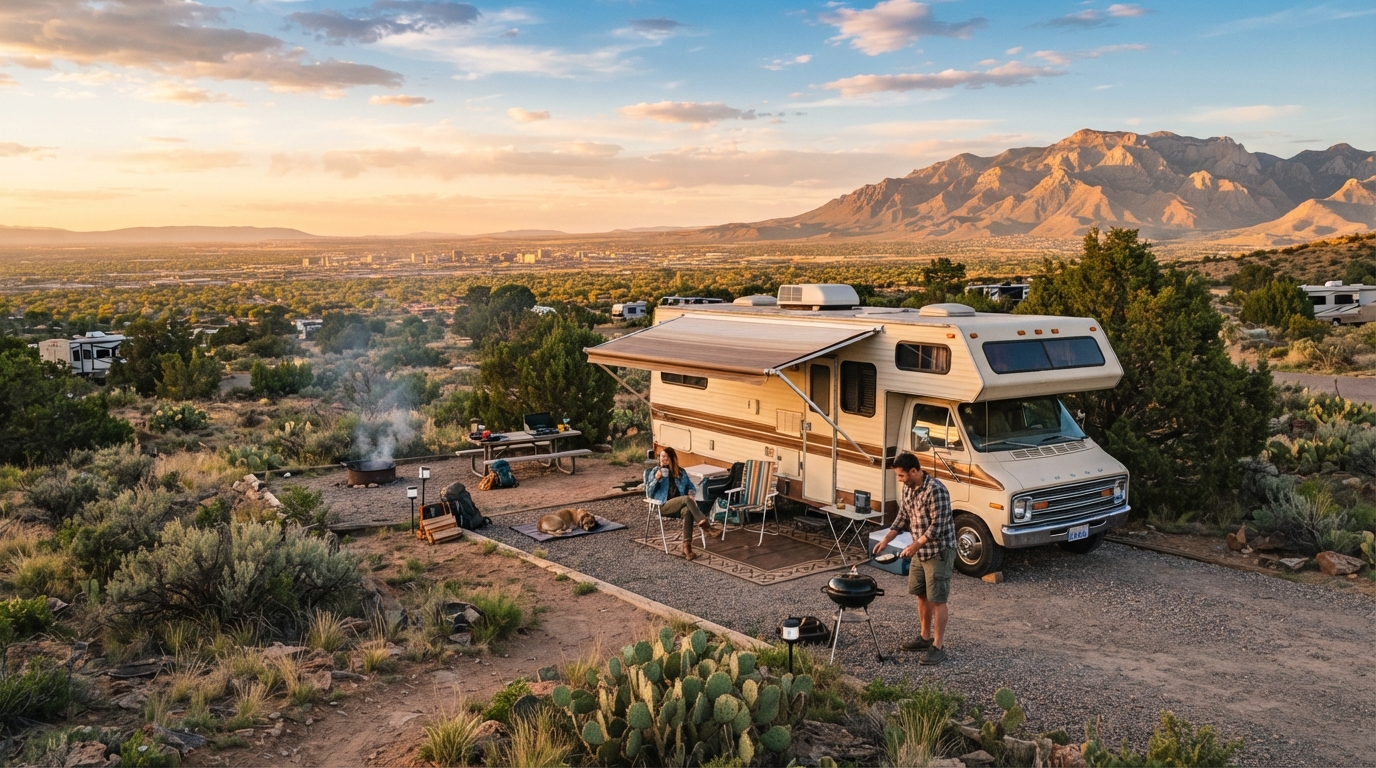 Albuquerque to Washington DC — campground with a motorhome