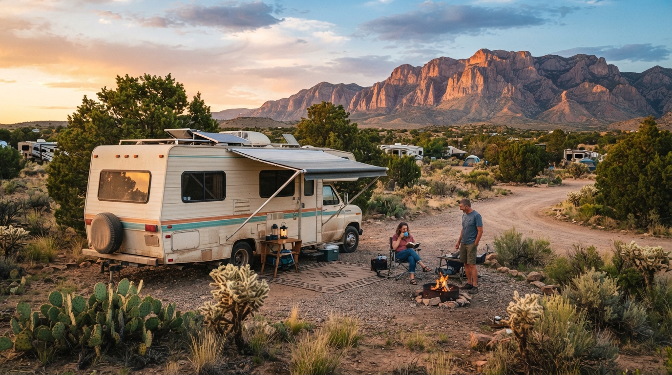 Albuquerque Roundtrip - Southwest Desert Motorhome Itinerary — campground with a motorhome