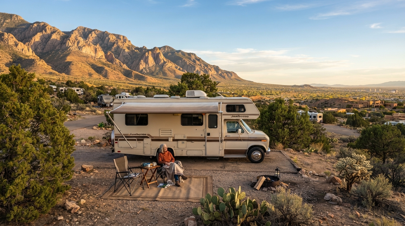 Albuquerque to Billings - Including Yellowstone — campground with a motorhome