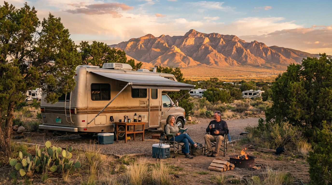 Albuquerque to Houston — campground with a motorhome