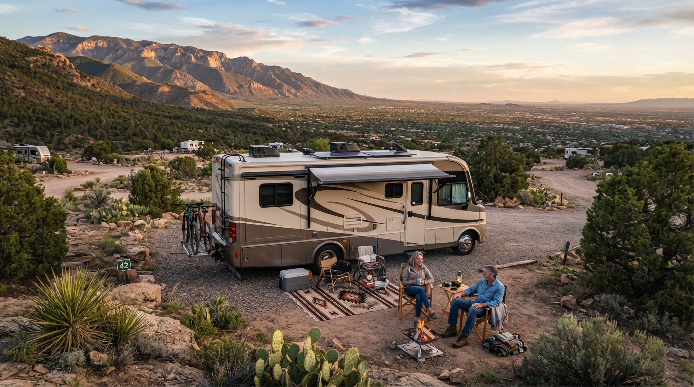 Albuquerque to Dallas — campground with a motorhome