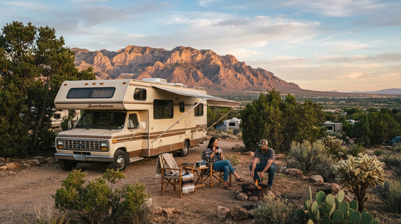 Albuquerque Roundtrip North West - Including the Grand Canyon — campground with a motorhome