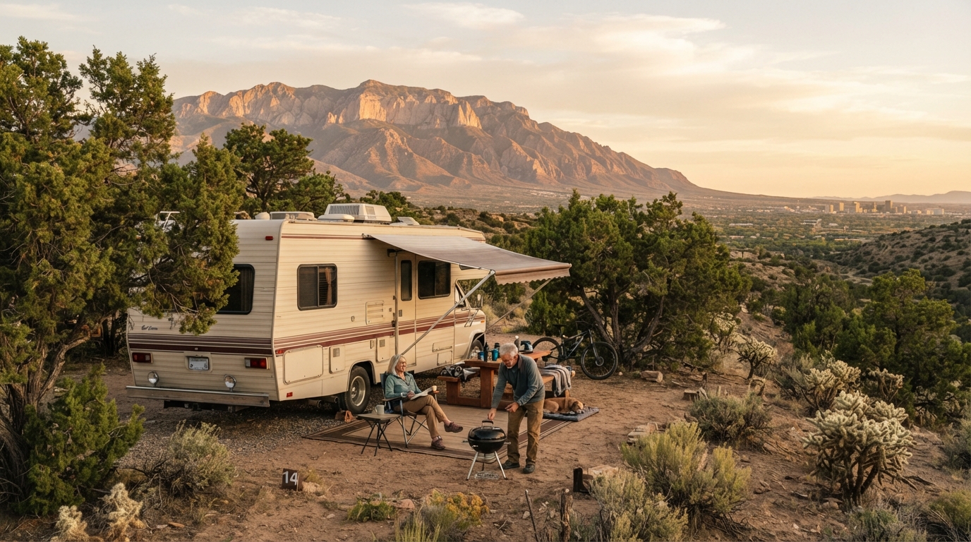 Albuquerque to New Orleans — campground with a motorhome