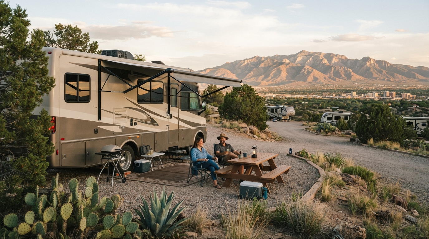Albuquerque to Atlanta — campground with a motorhome
