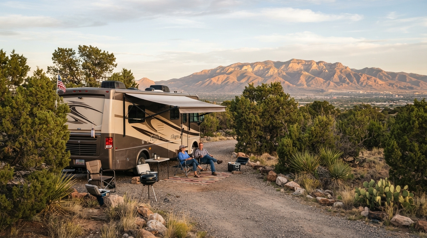 Albuquerque to Atlanta — campground with a motorhome
