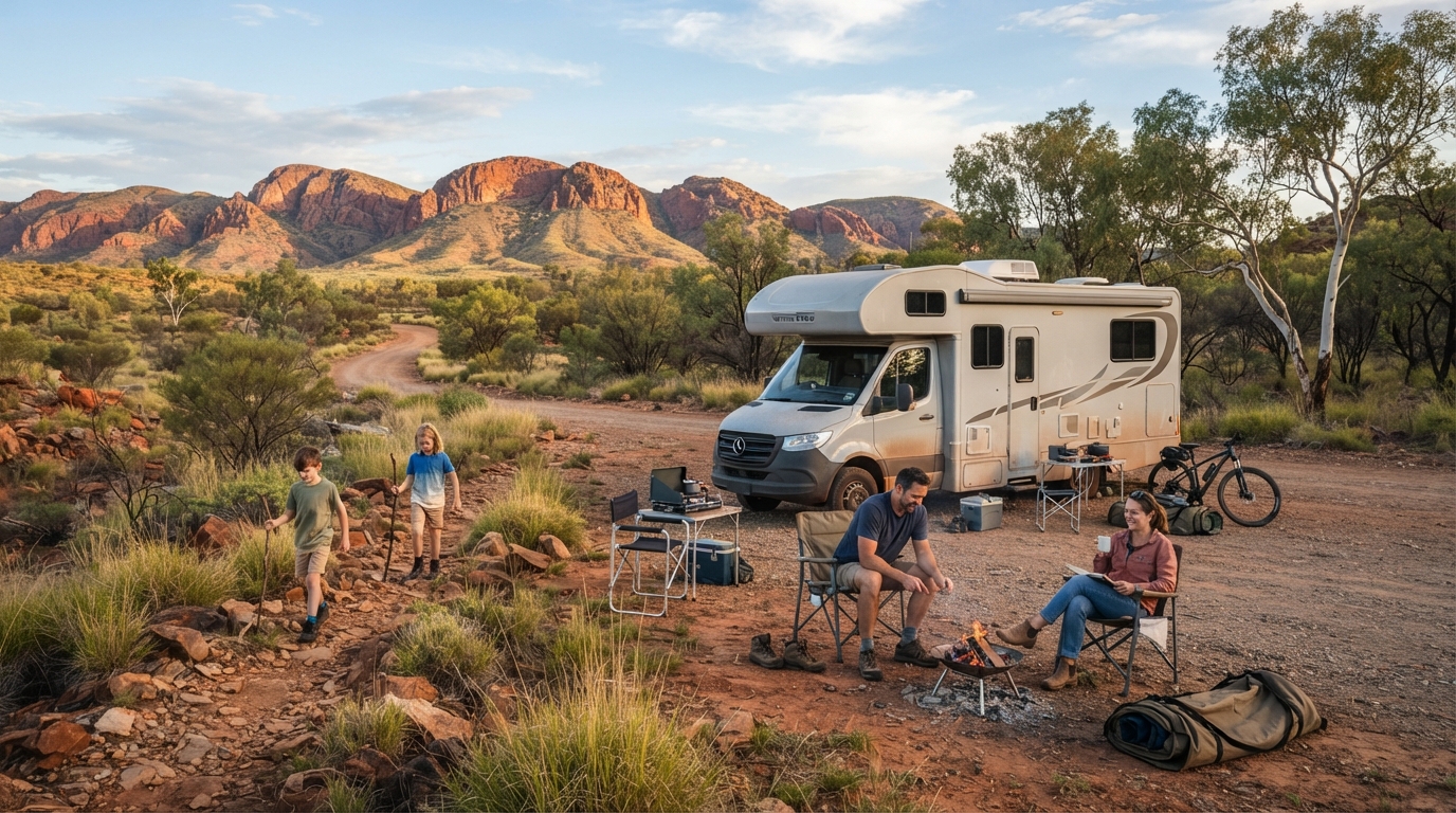 Alice Springs to Perth - The Red Earth and Blue Sea RV Adventure — Alice Springs RV road trip landscape