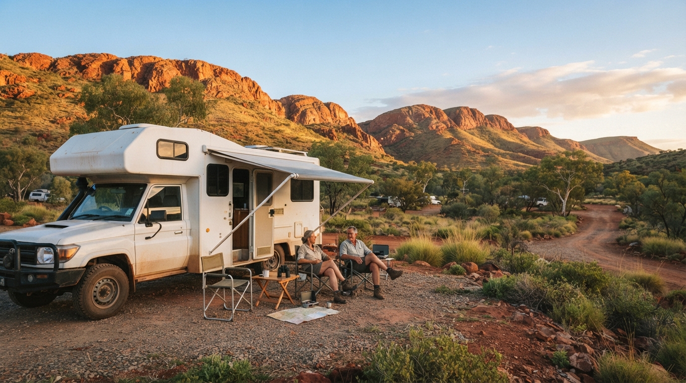 Alice springs Roundtrip - The Red Centre Family Explorer — campground with a motorhome