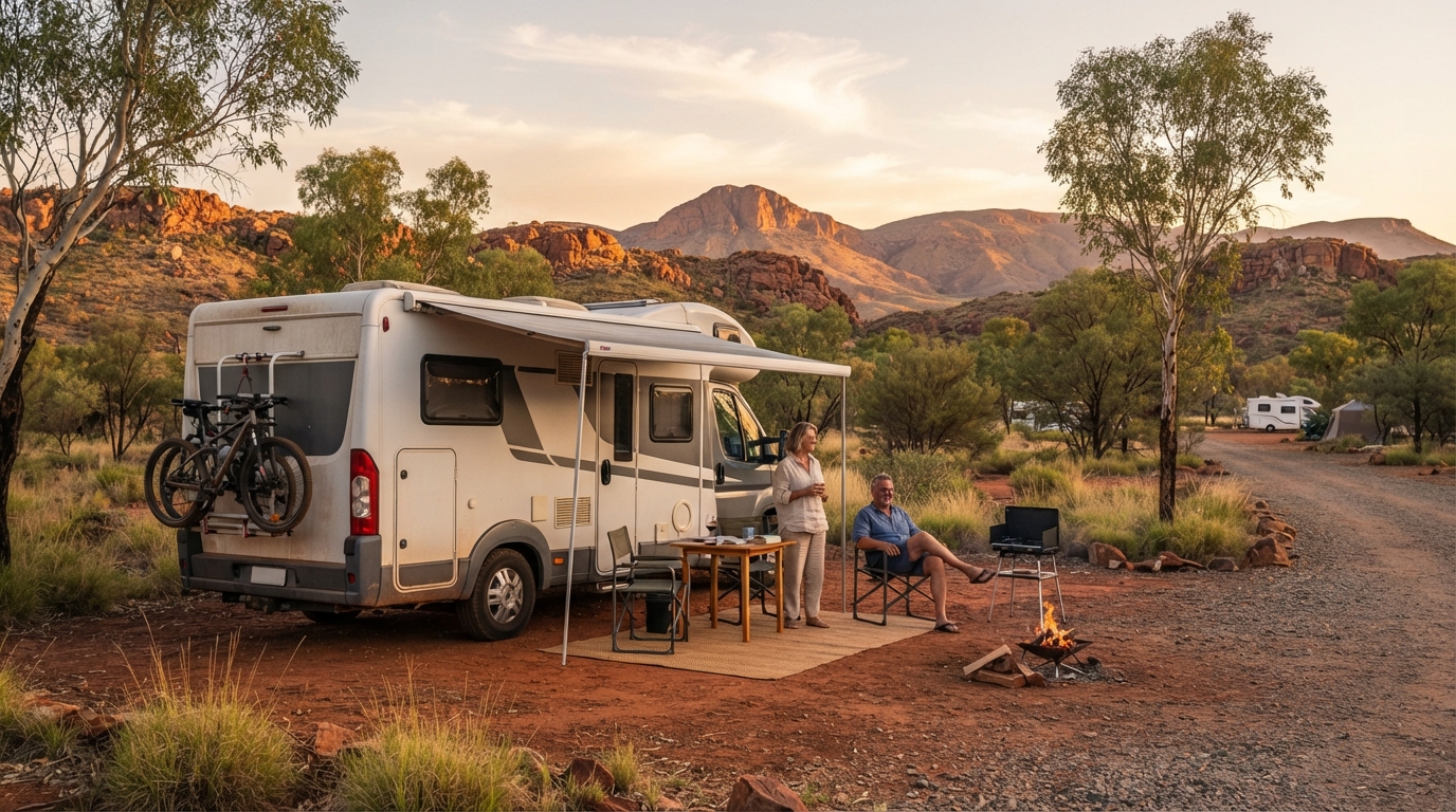 Alice springs to Broome - — campground with a motorhome