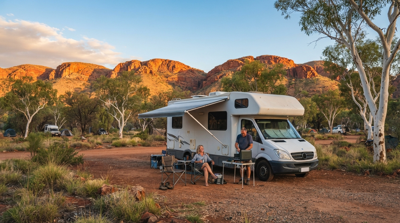 Alice Springs to Darwin - A Nature and Culture Adventure — campground with a motorhome