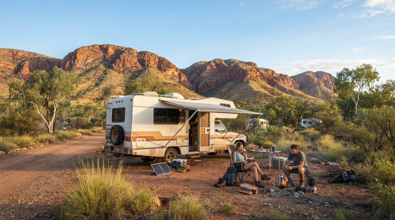 Alice Springs to Darwin - A Nature and Culture Adventure — campground with a motorhome