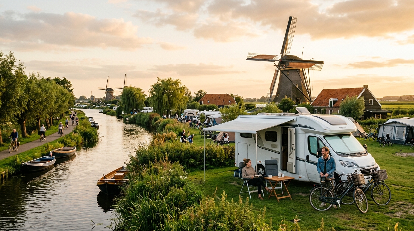 Amsterdam Round trip - The Great Netherlands Loop — campground with a motorhome