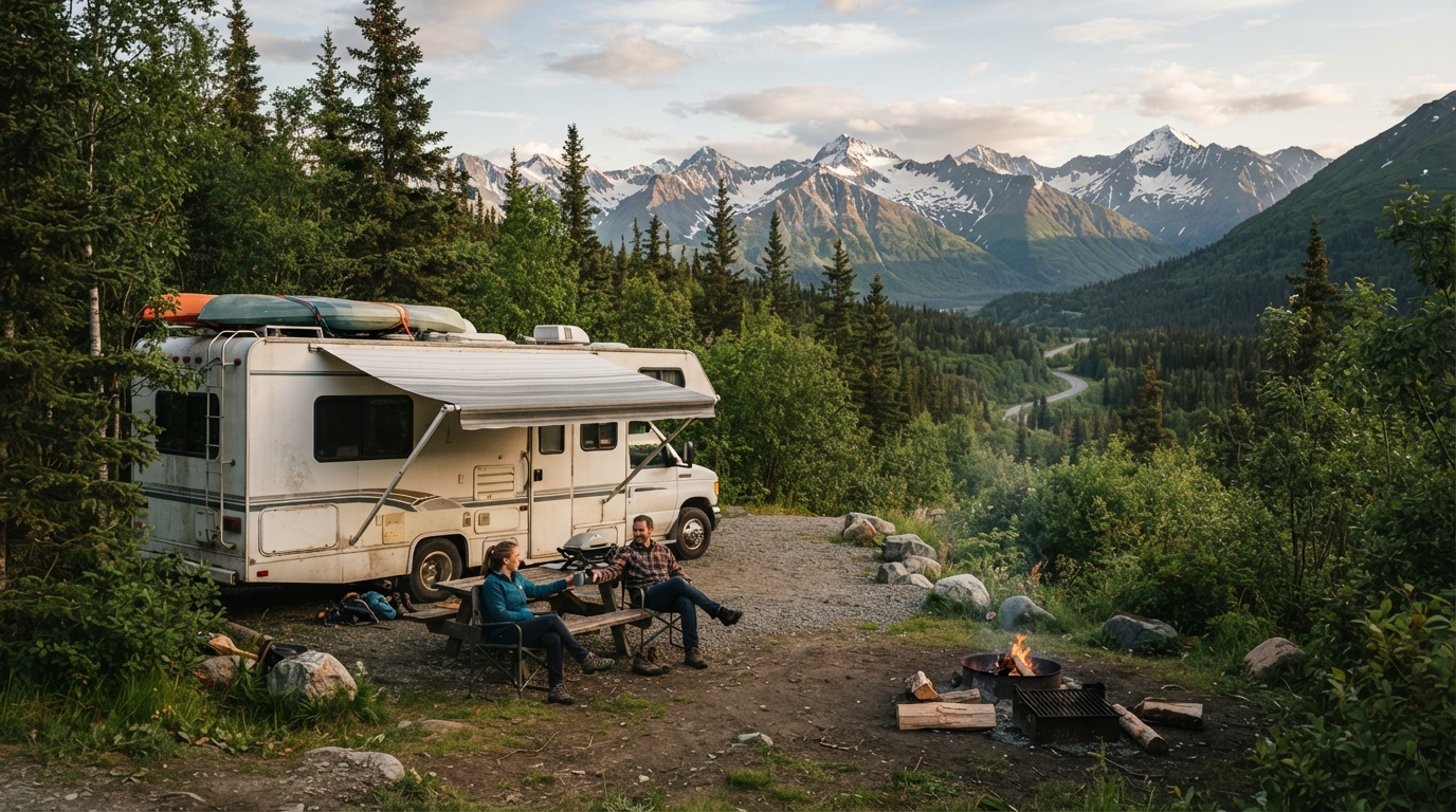 Anchorage Roundtrip - Alaska — campground with a motorhome