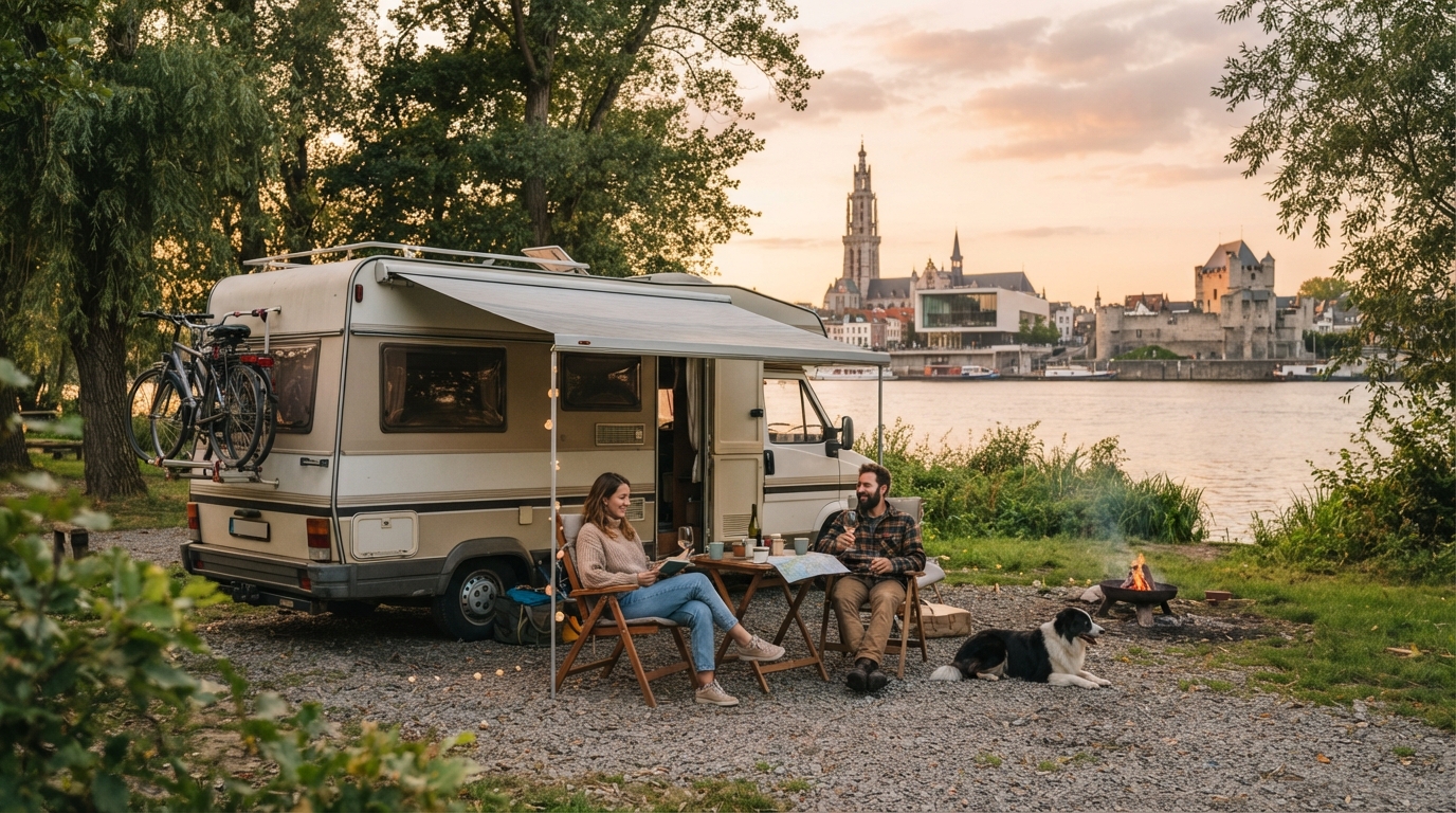 Antwerp Round Trip - From Waterloo to Bruges The Ultimate Belgian Heritage — campground with a motorhome
