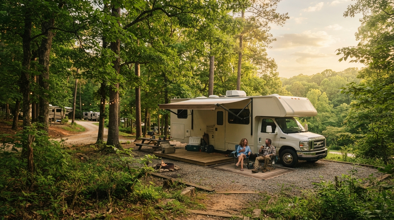 Atlanta Roundtrip - Follow Elvis Presley — campground with a motorhome