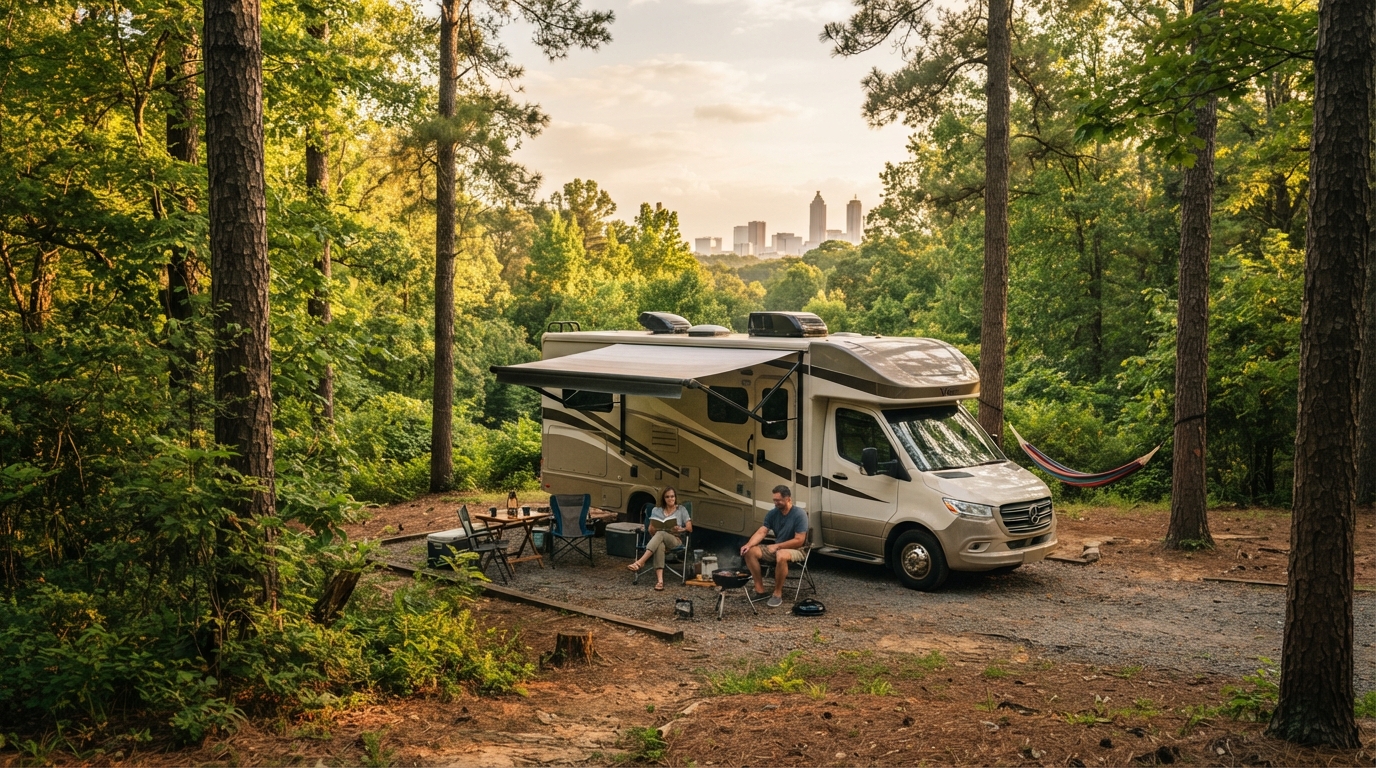 Atlanta to Seattle - From Southern Charm to Pacific Majesty — campground with a motorhome