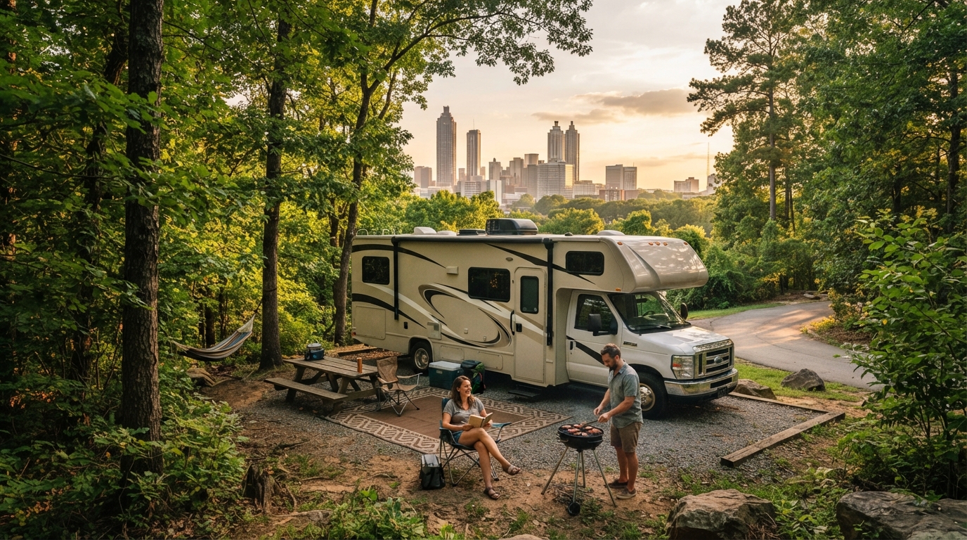 Atlanta to Las Vegas — campground with a motorhome