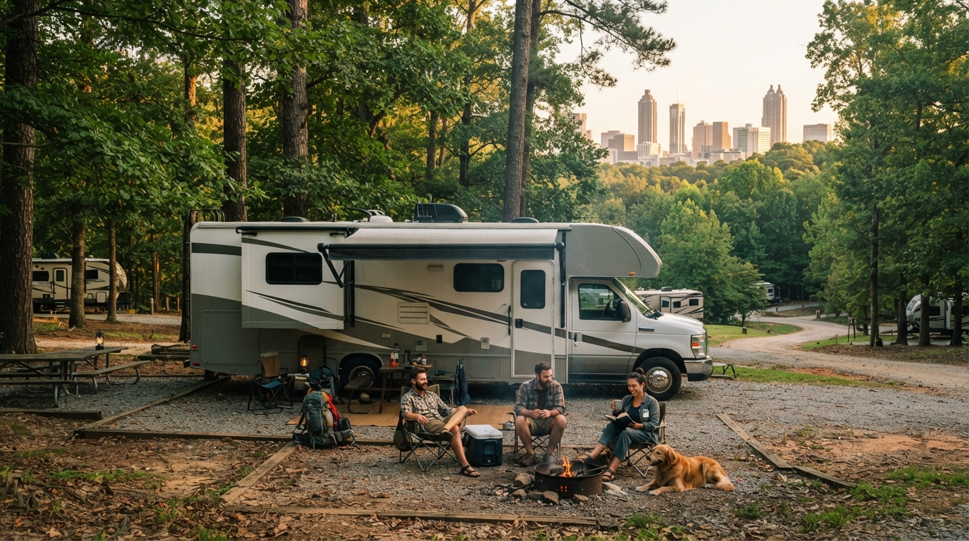 Atlanta to Boston — campground with a motorhome
