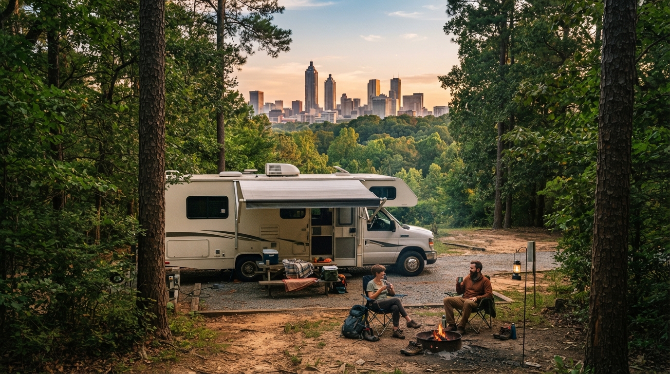 Atlanta Roundtrip - Blues, Bayous, and Coastal Tides — campground with a motorhome