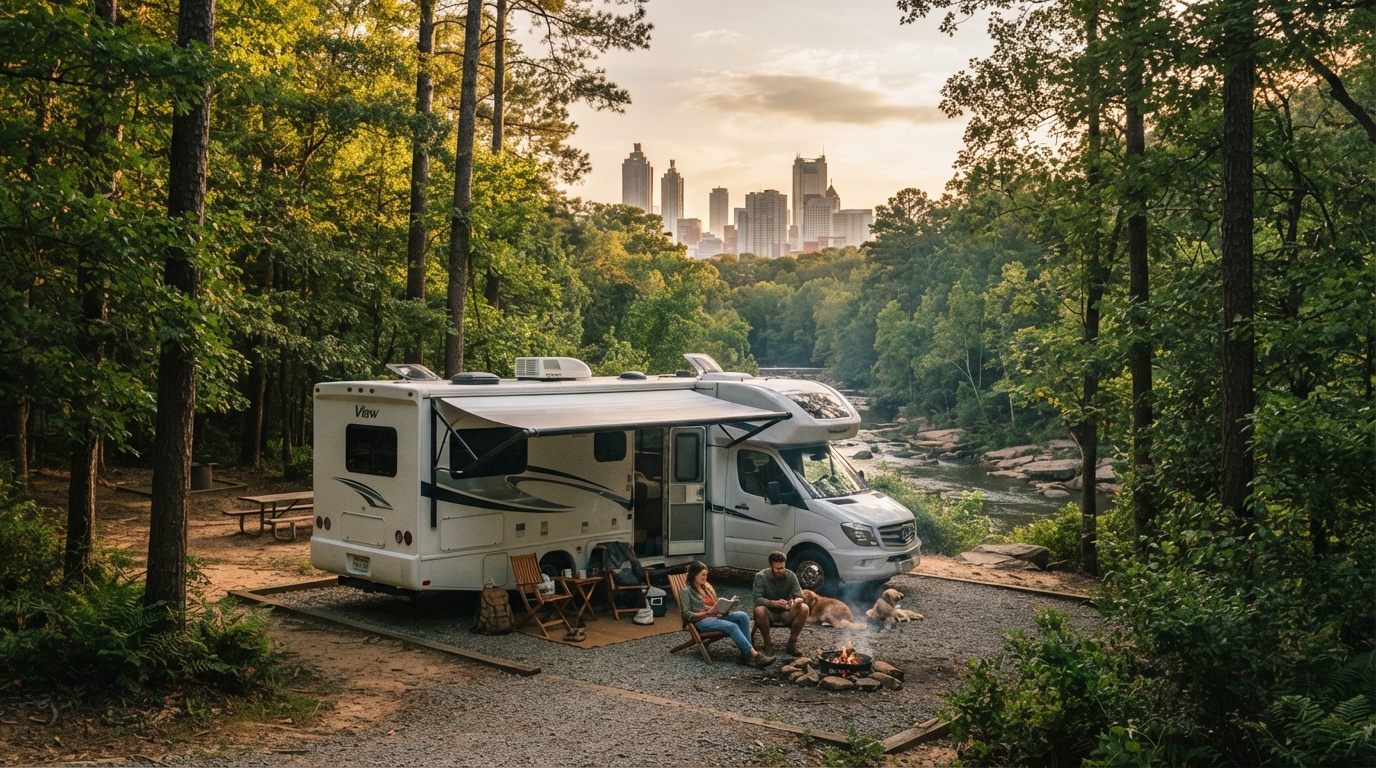 Atlanta to New York — campground with a motorhome