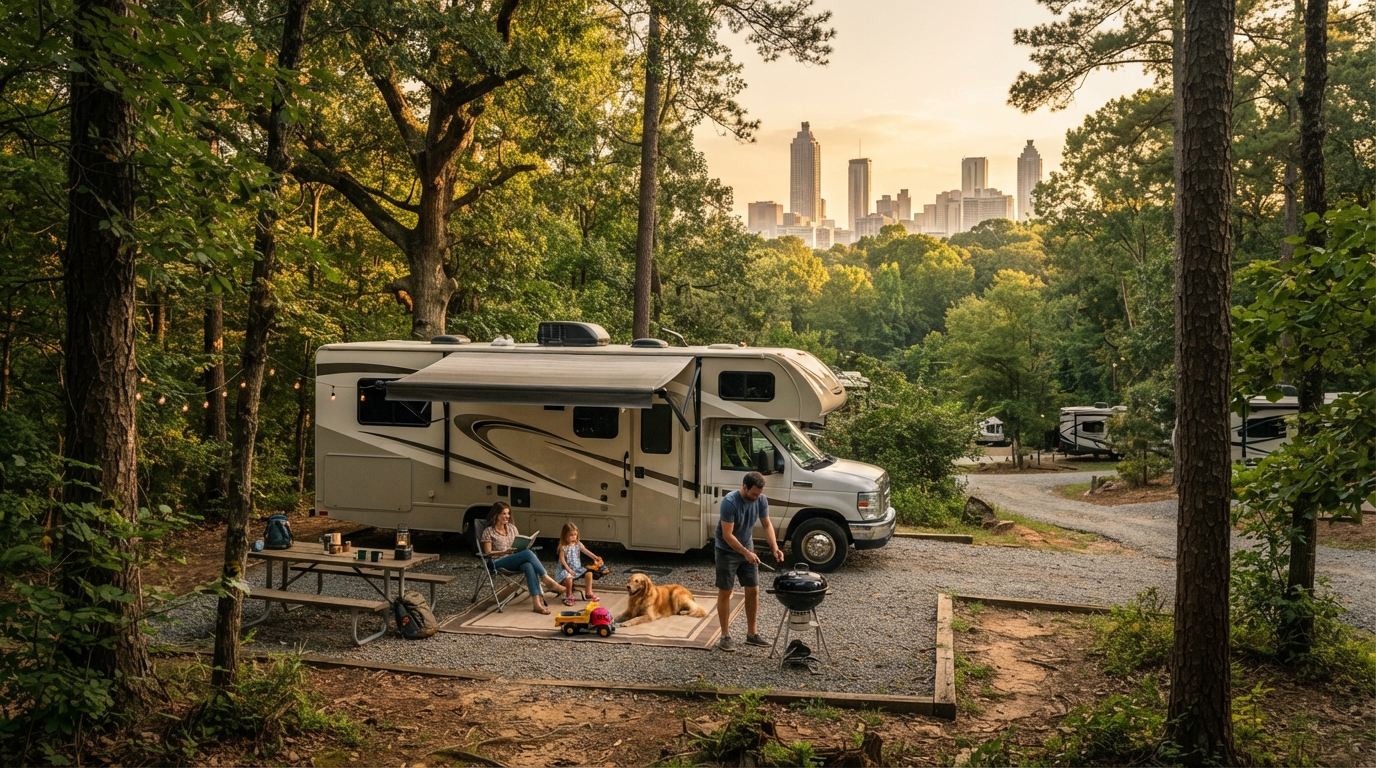 Atlanta to Orlando — campground with a motorhome