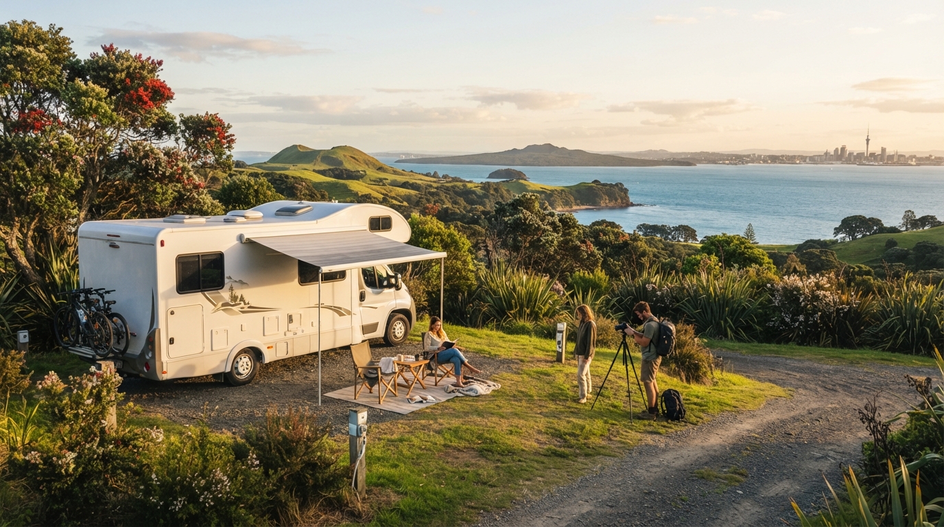 Auckland to Christchurch - The best of the south island — campground with a motorhome