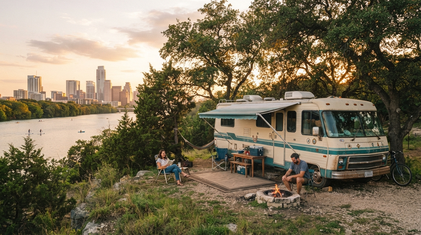 Austin to Washington DC — campground with a motorhome