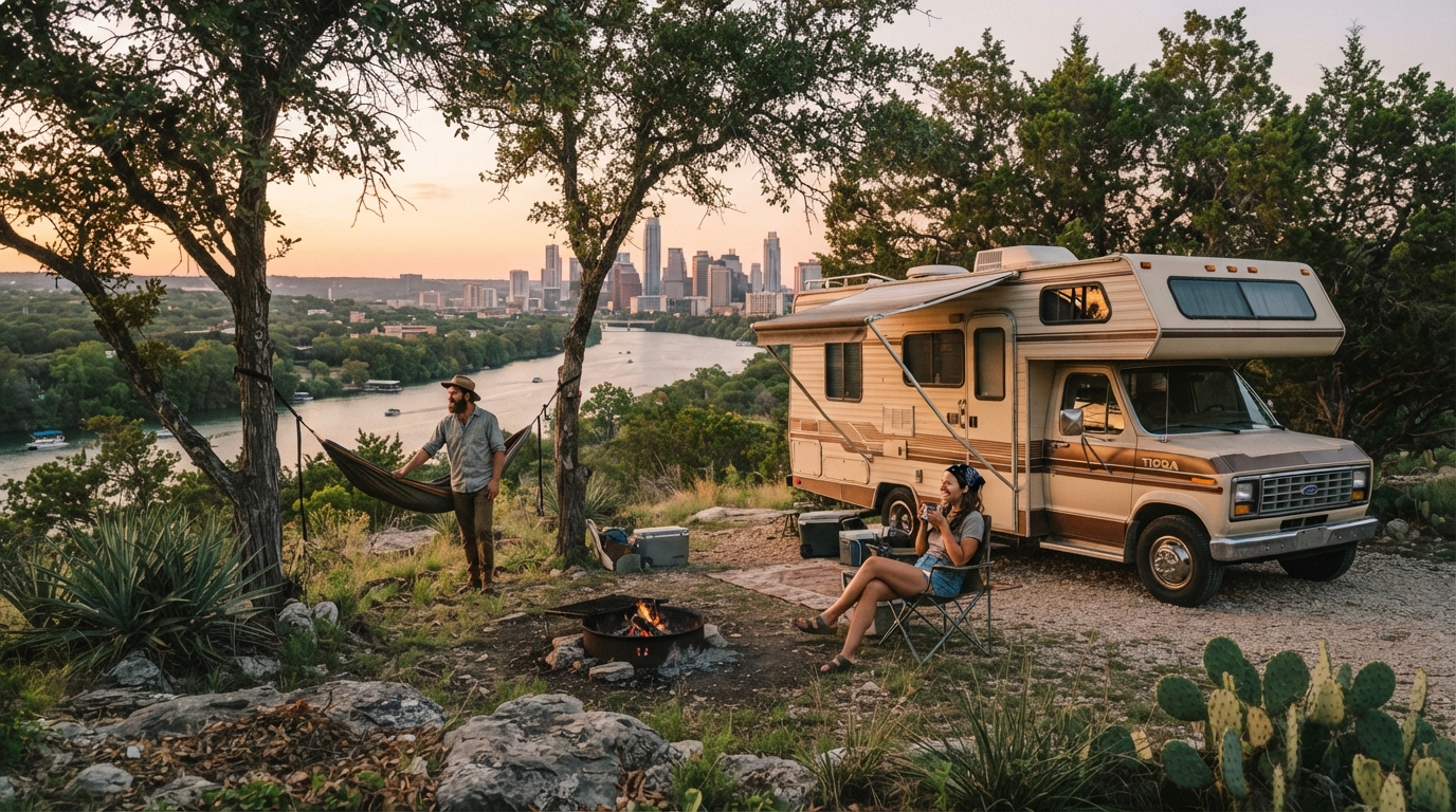 Austin to Atlanta — campground with a motorhome