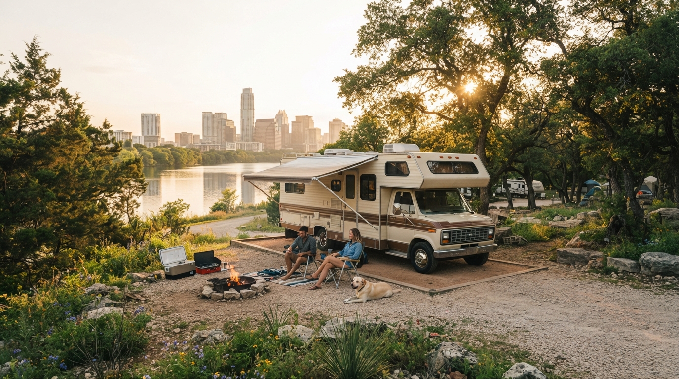 Austin to Salt lake city - The 4 deserts — campground with a motorhome