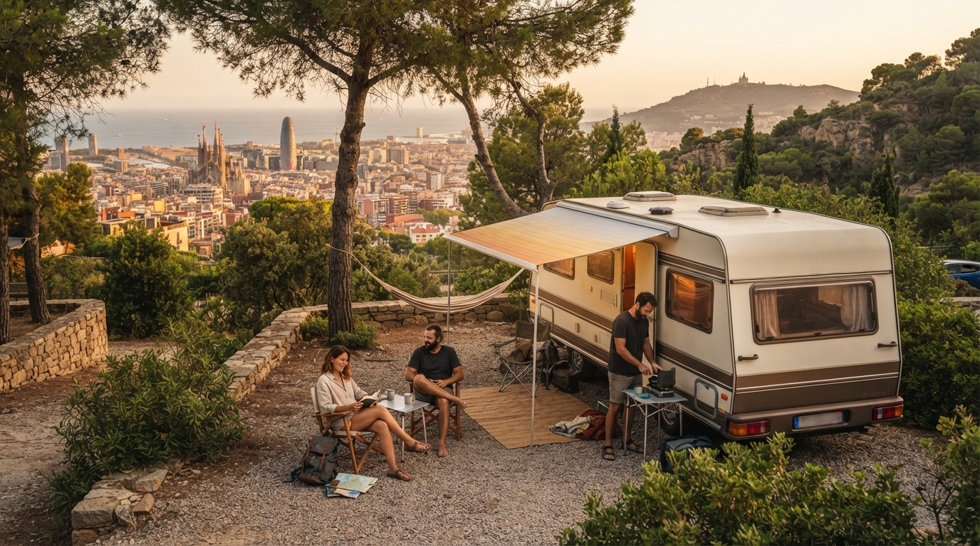 Barcelona Roundtrip - South - Costa Brava — campground with a motorhome