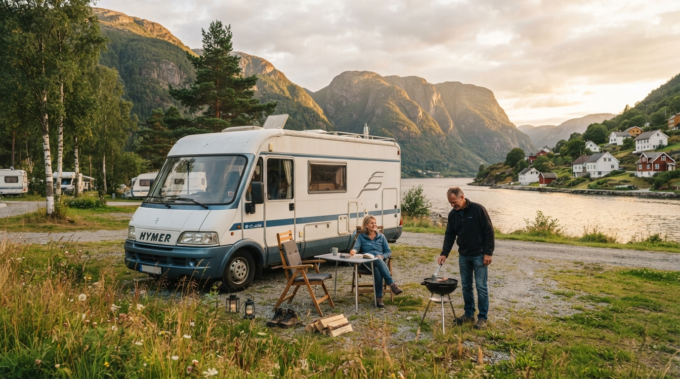 Bergen to Tromso - Norwegian Coastal Odyssey — campground with a motorhome