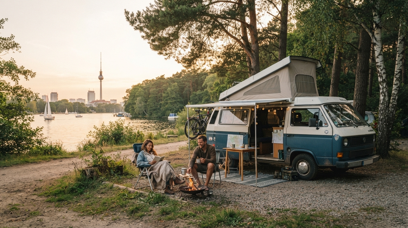 Berlin Roundtrip - South East to Germany & Czechia — campground with a motorhome