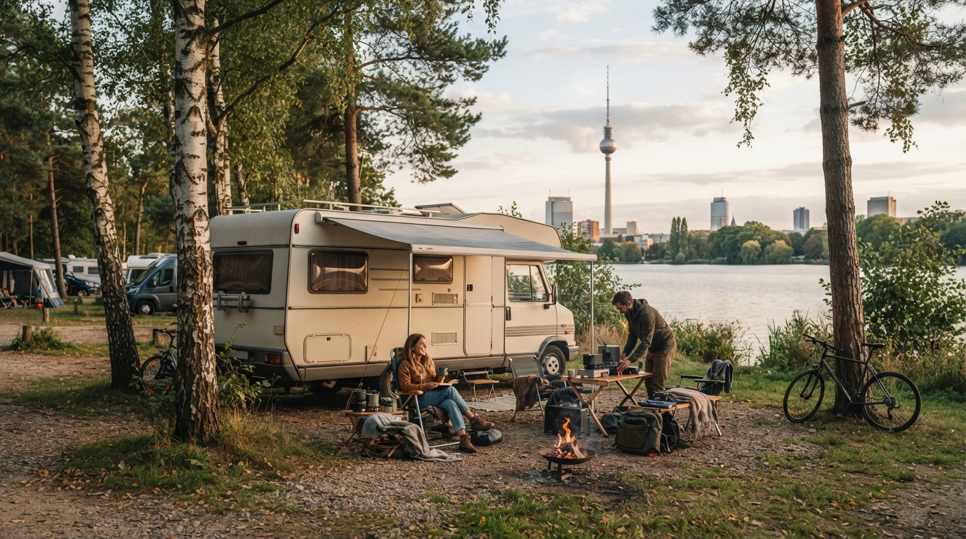 Berlin Roundtrip - West - Northern Germany — campground with a motorhome