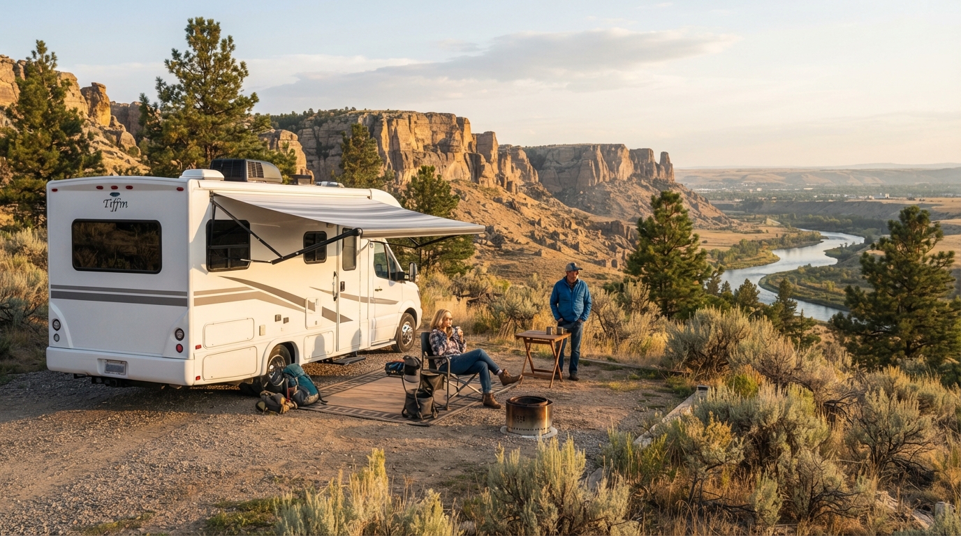 Billings to Chicago - Yellowstone, Badlands & Midwest Motorhome Adventure — Billings RV road trip landscape