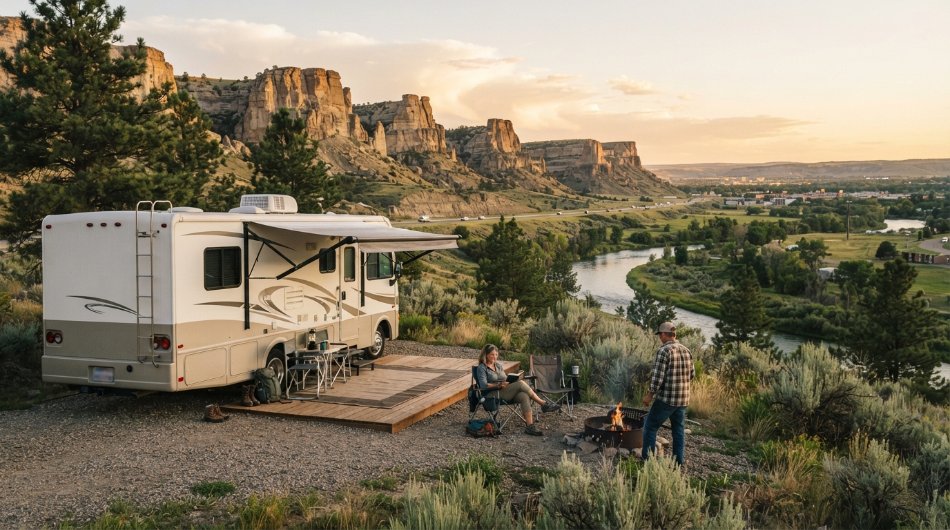 Billings to Philadelphia — campground with a motorhome