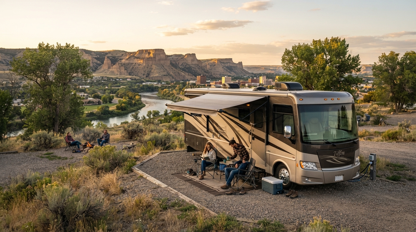 Billings to Miami — campground with a motorhome