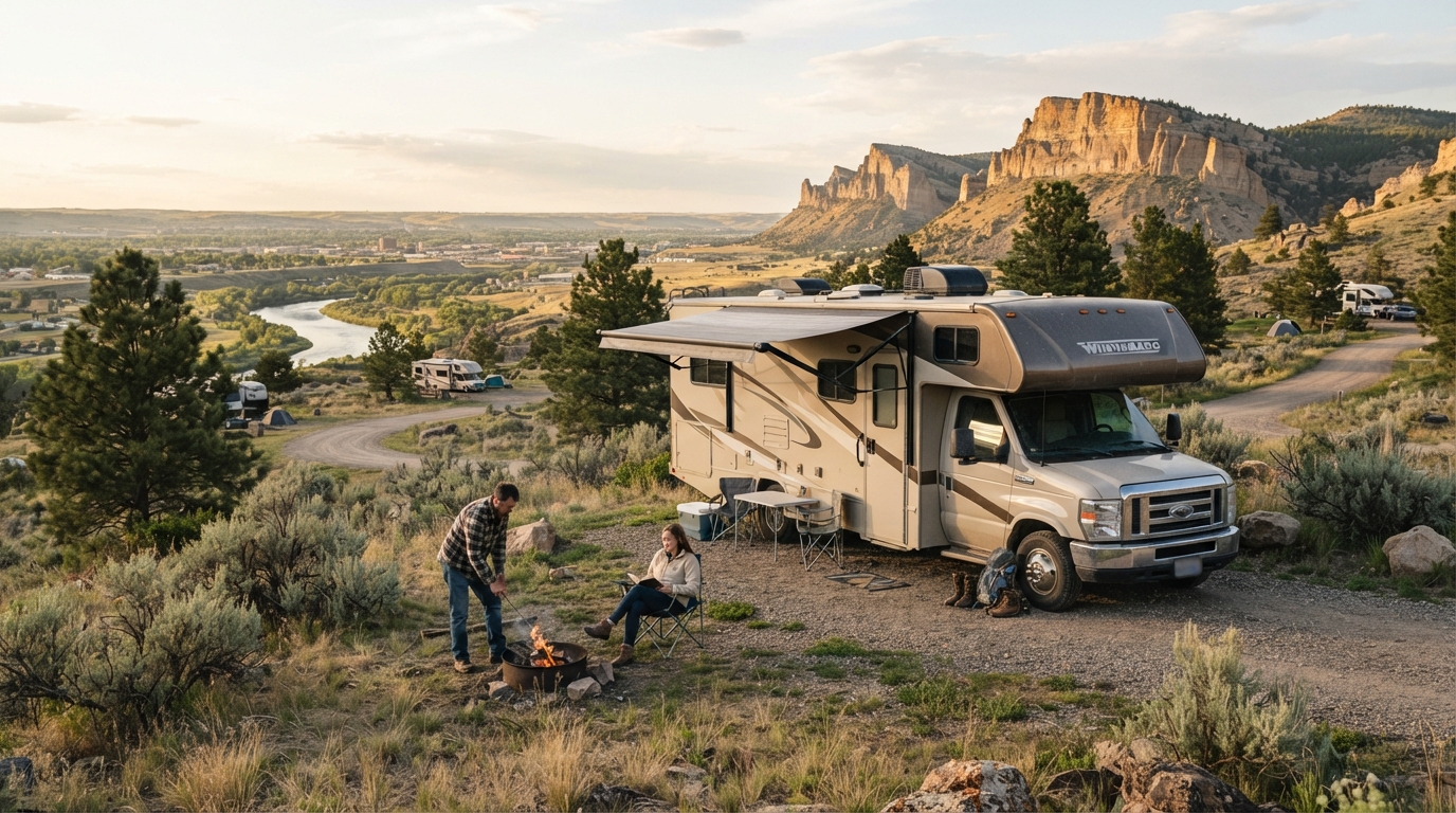 Billings to Orlando - Rockies to Disney: USA Motorhome Journey — campground with a motorhome