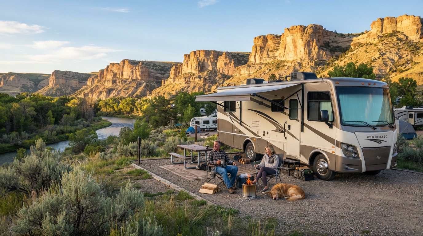 Billings to Austin — campground with a motorhome