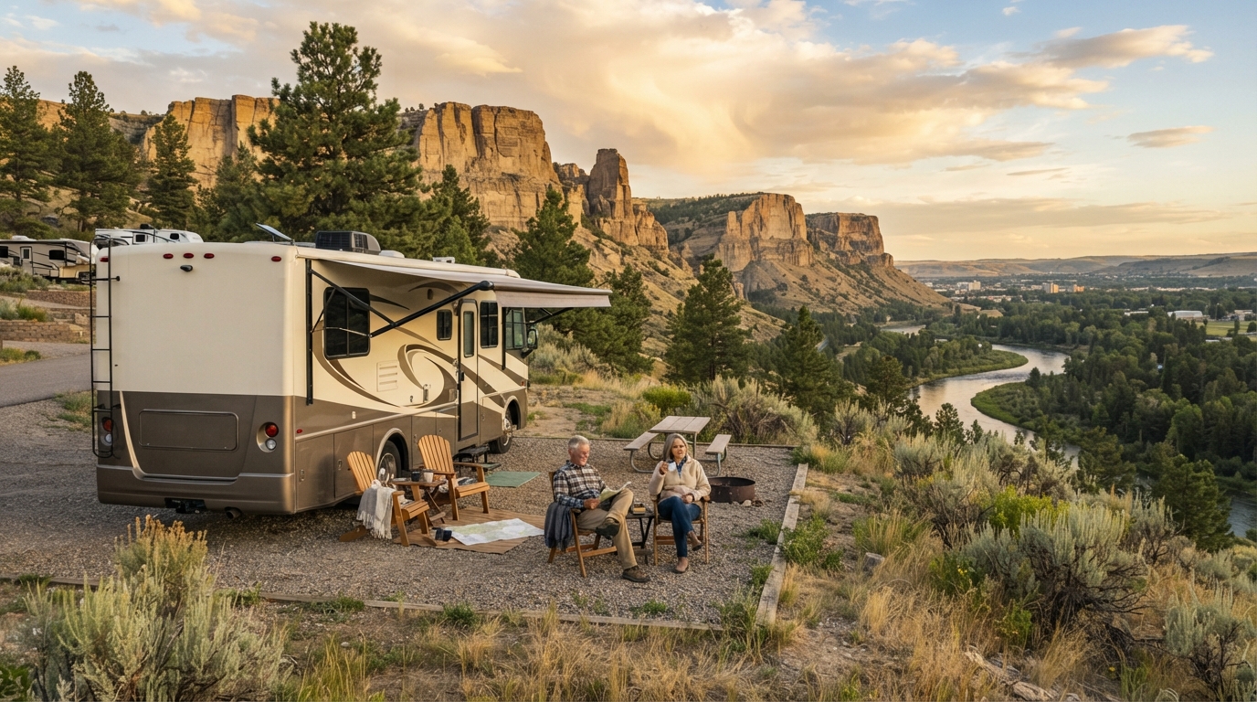 Billings to Albuquerque - The Heritage Highway: A Camper Route Planner Across the West — campground with a motorhome