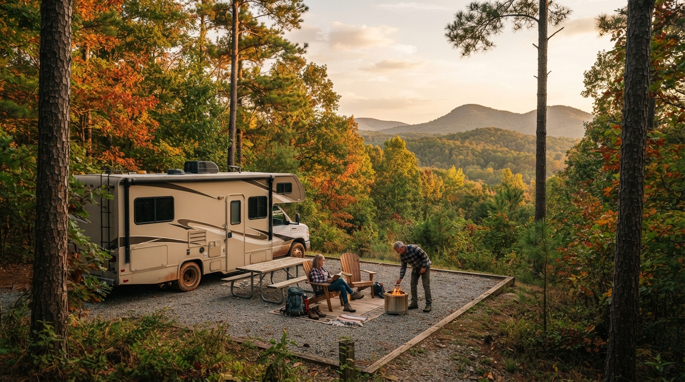 Birmingham Roundtrip - Heading South — campground with a motorhome