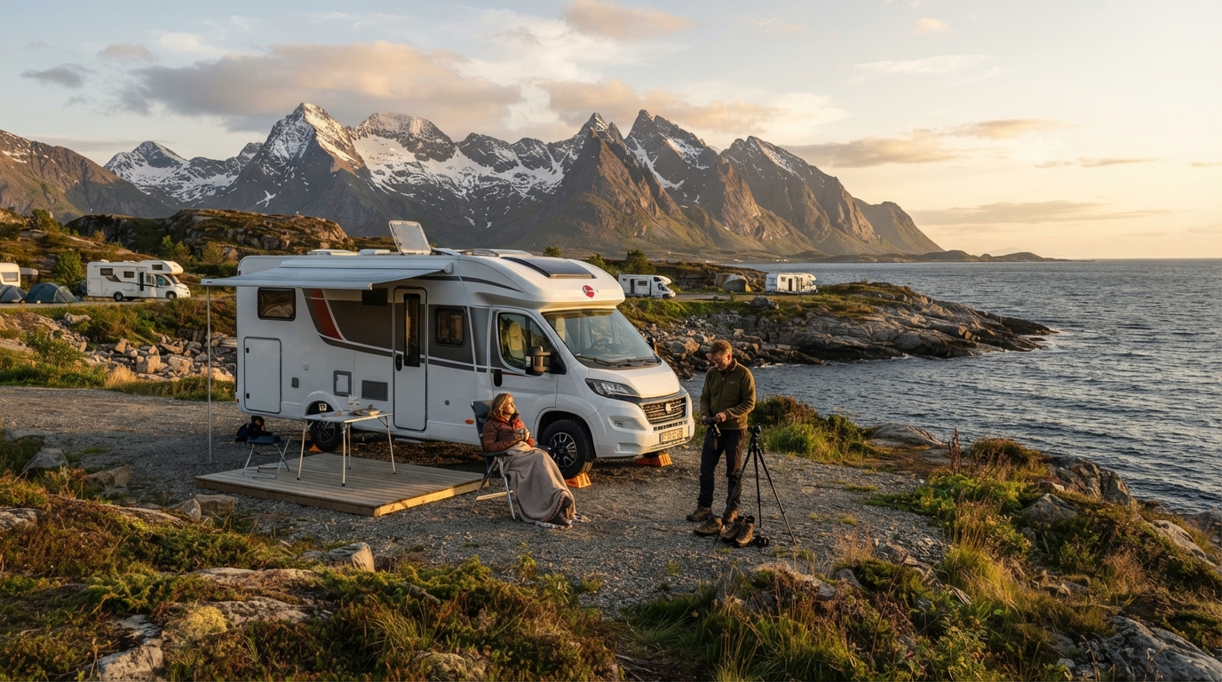 Bodo Round trip - Whales, Wolves & Wild Roads: A Camper’s Dream — campground with a motorhome