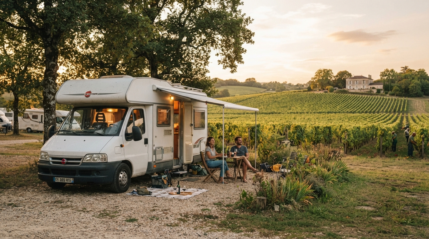 Bordeaux Roundtrip - Wine Roads & Castle Trails — campground with a motorhome