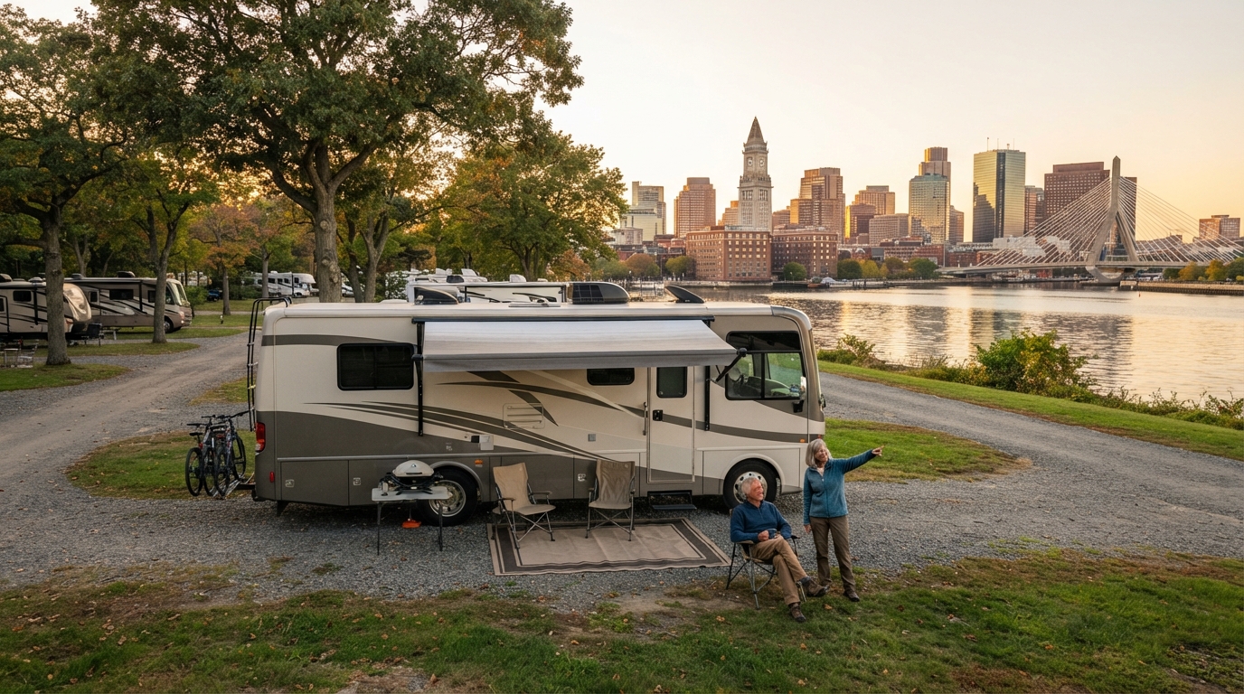 Boston to Las Vegas — campground with a motorhome