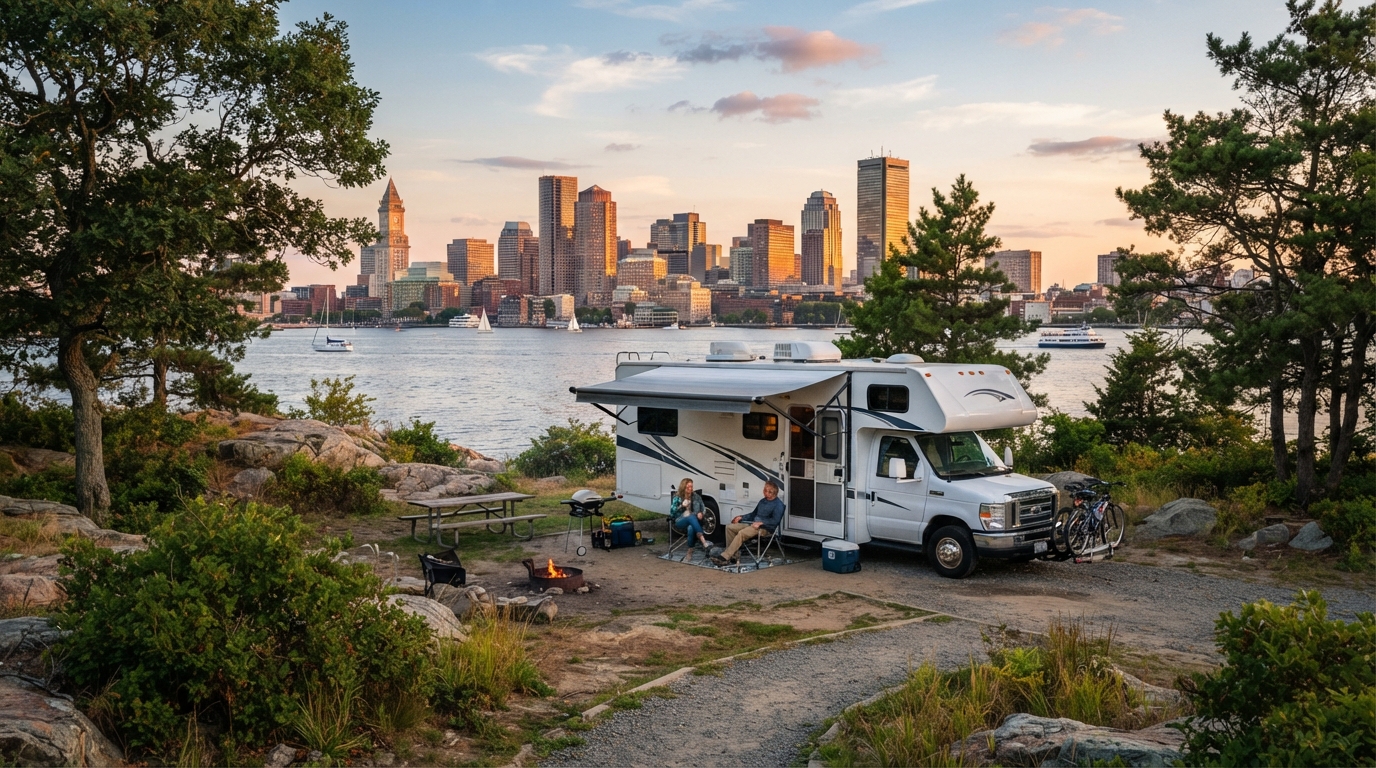 Boston to Portland - Discover the Heartland — campground with a motorhome